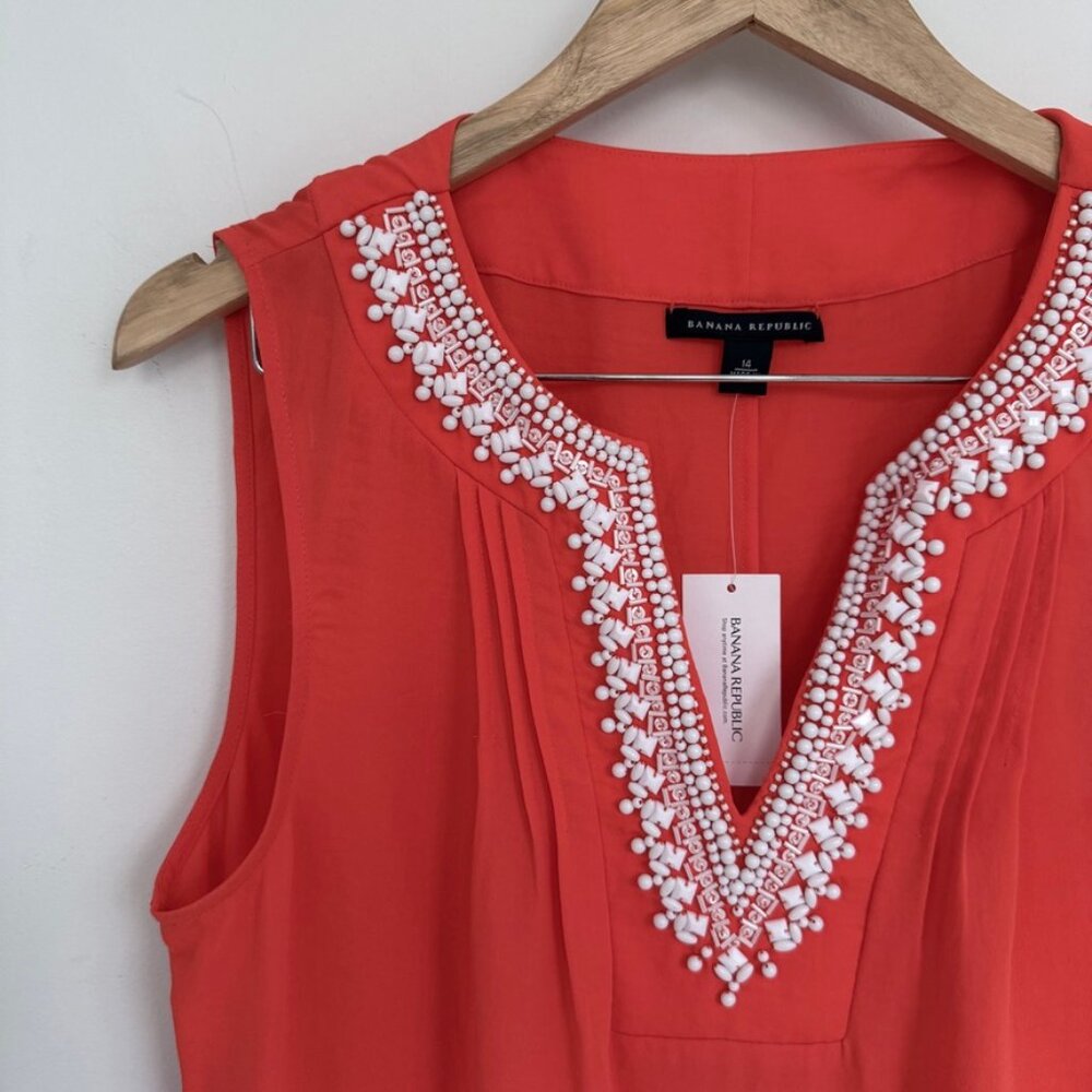 Banana Republic beaded split V-neck sleeveless top